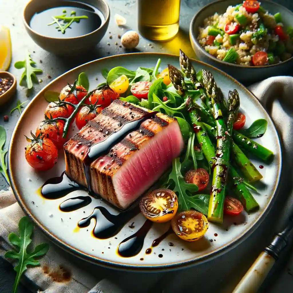 presented dish of classic seared bluefin tuna