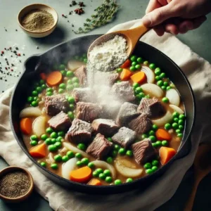 Sprinkle 2 tablespoons of all-purpose flour over the vegetables