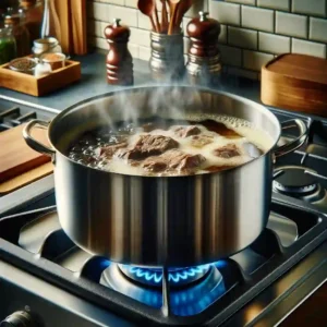 beef broth to a boil