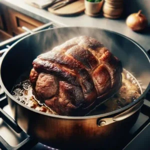 Heat olive oil in a large oven-safe pot or Dutch oven over medium-high heat. Sear the seasoned roast on all sides until browned, about 3-4 minutes per side.