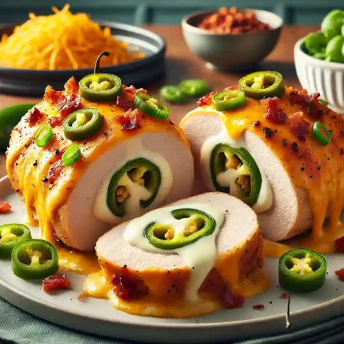 Cheesy Jalapeño Popper Baked Stuffed Chicken