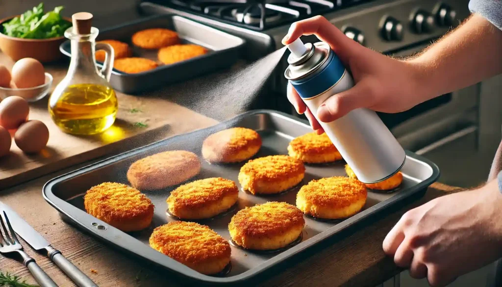 Lightly spray the tops of the breaded chicken cutlets with oil spray. Bake for 22–25 minutes until golden and cooked through. Serve immediately.