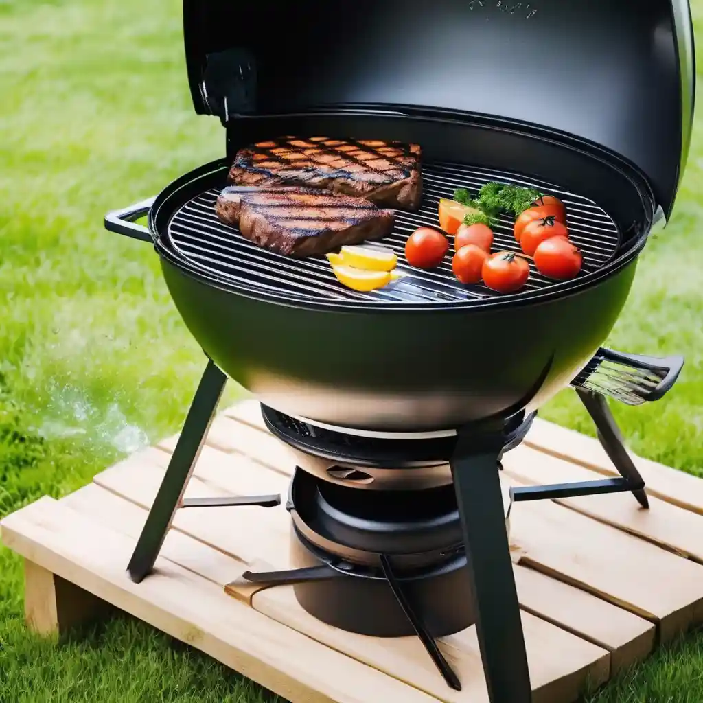 Grill being preheated to medium-high heat with oil being applied to the grates using paper towels.