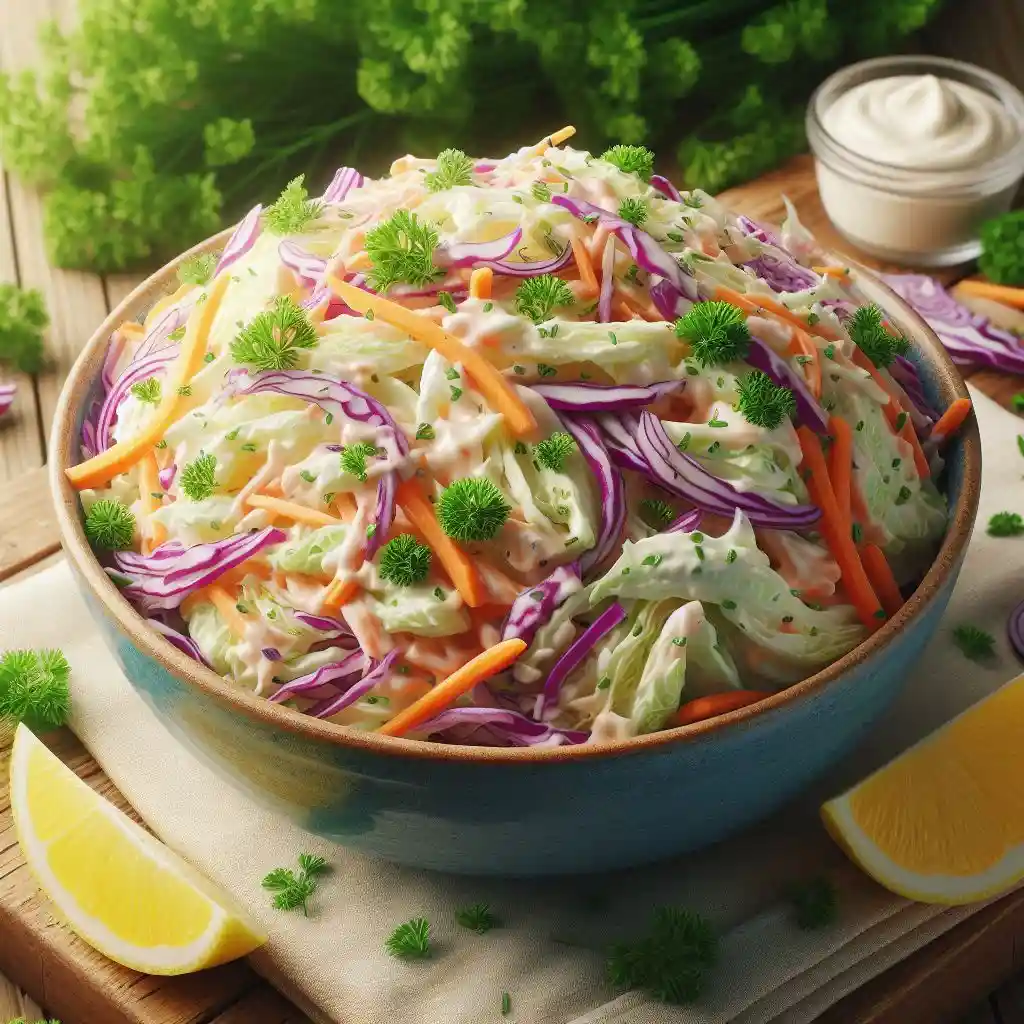 Chill: It is recommended to chill the coleslaw before serving, anywhere between half an hour to an hour before is best.
