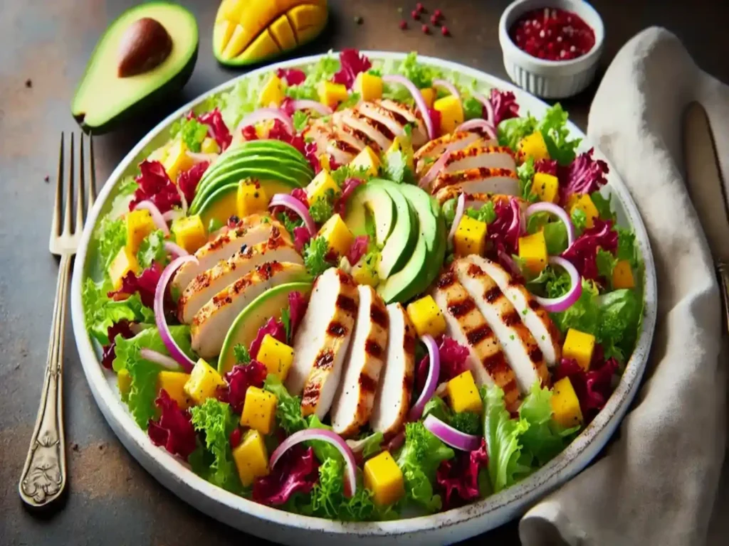 Grilled Chicken with Avocado and Mango Salad