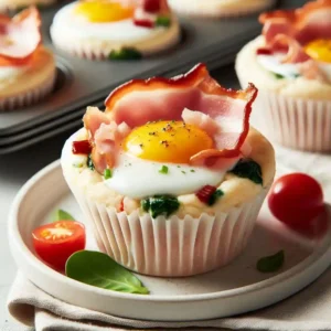 protein-packed egg white muffins with turkey bacon, vegetables, and cheddar cheese