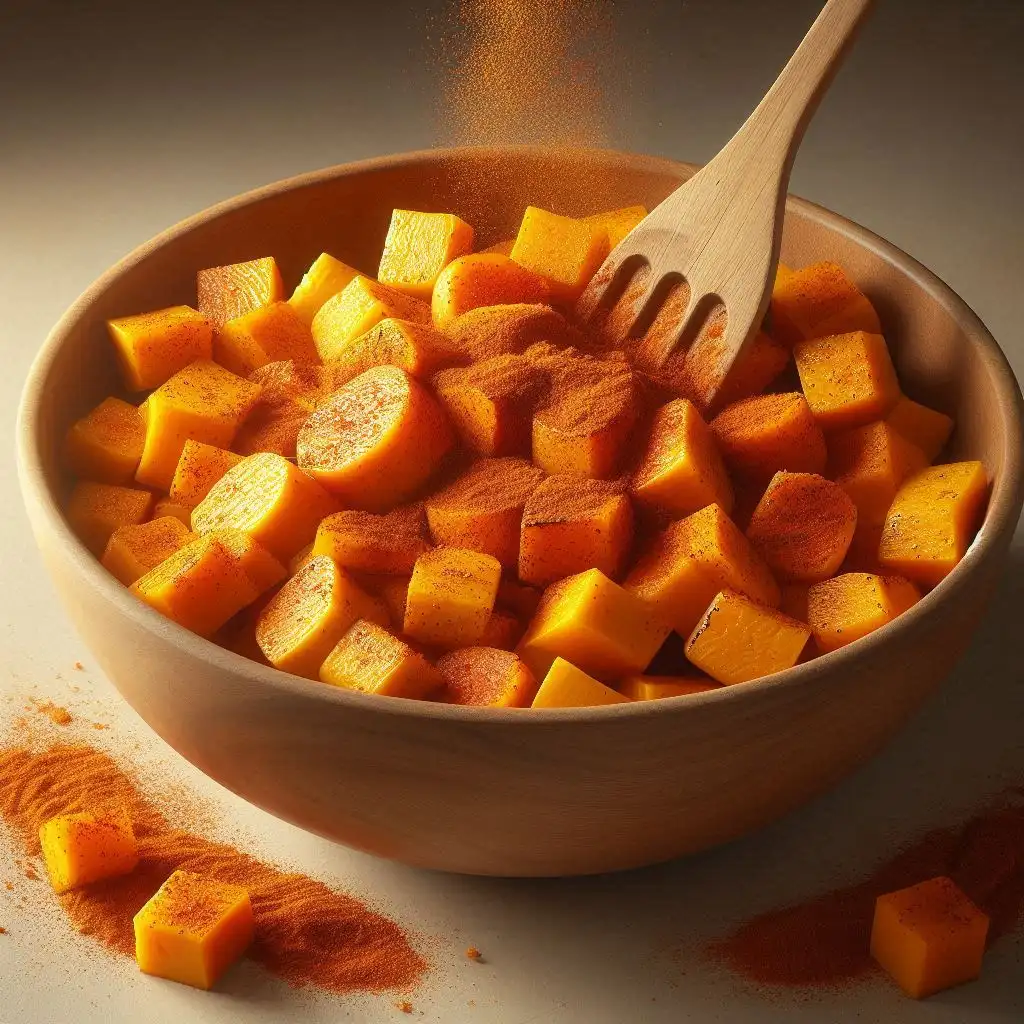 Roasted squash tossed with a savory spice blend for a deliciously seasoned finish.