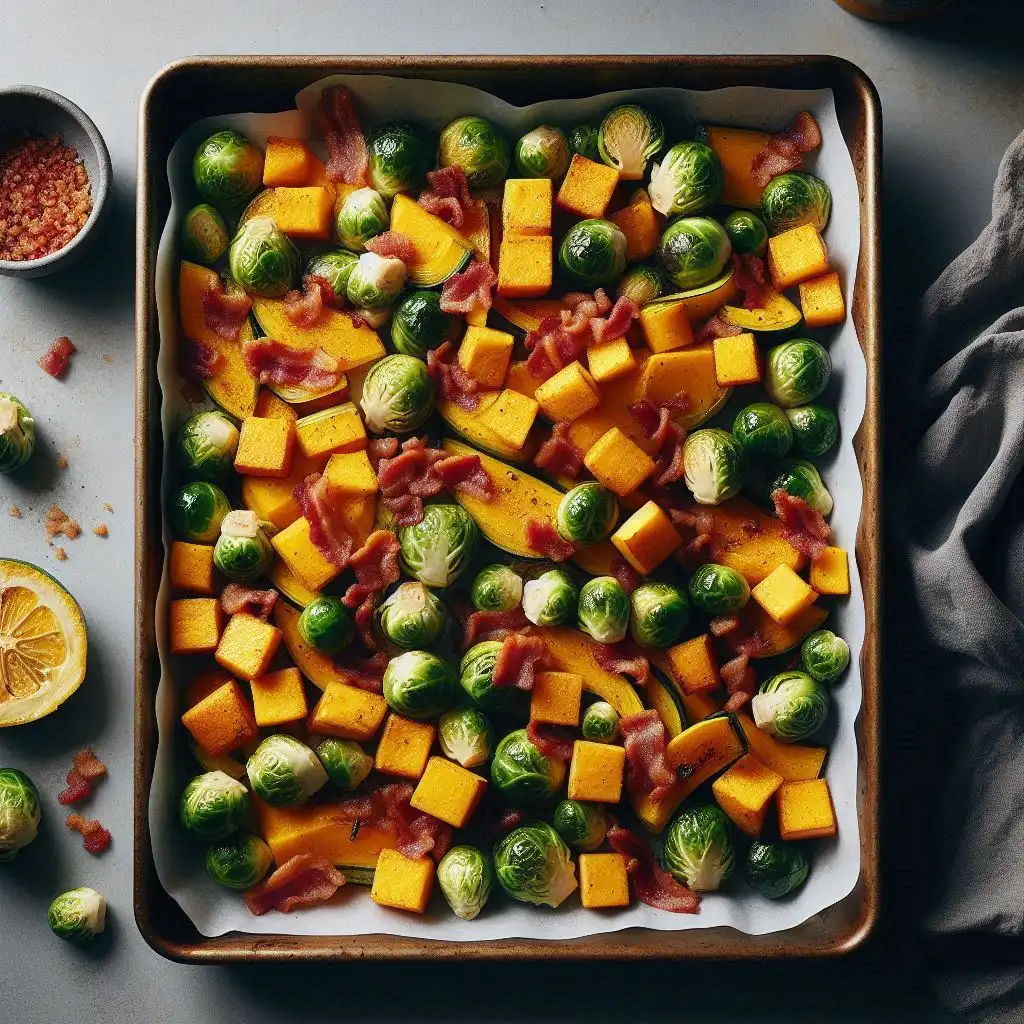 Roasted Brussels Sprouts and Butternut Squash