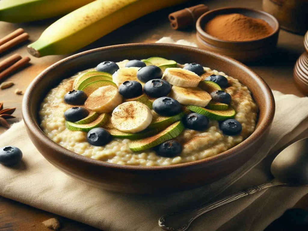 Zucchini Oatmeal with Banana and Blueberries